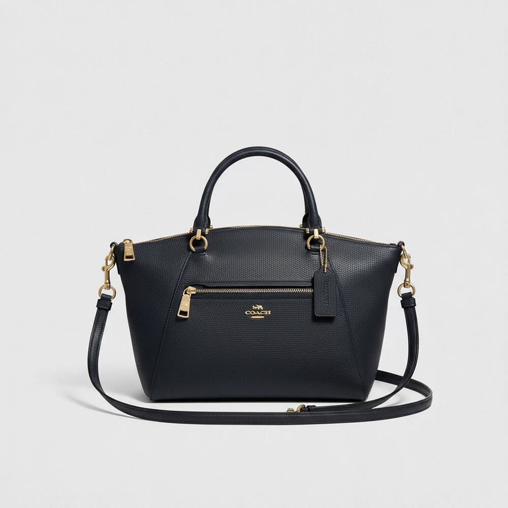 Coach navy leather small satchel